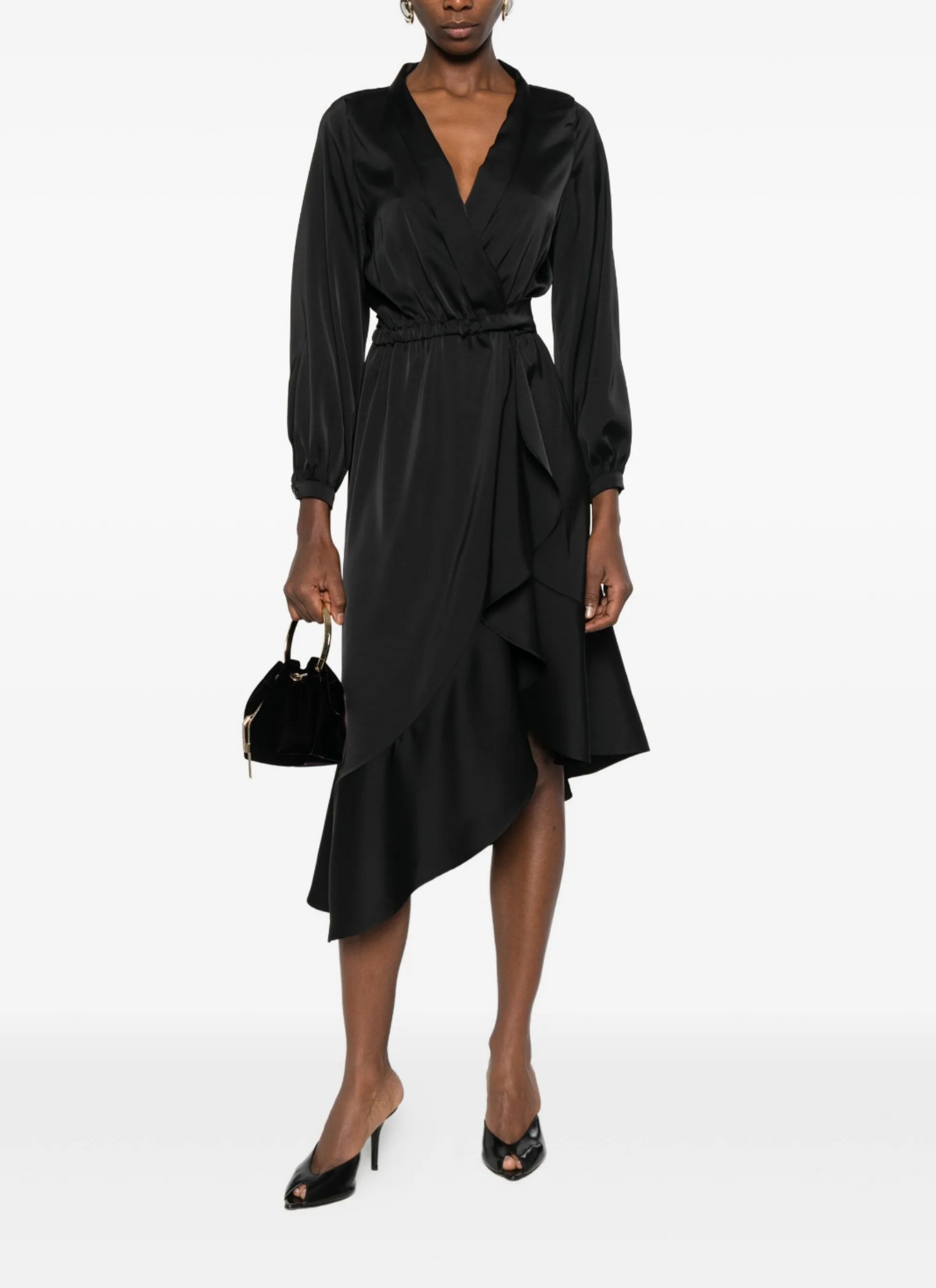 Rochie neagra cu volane MORENA 
